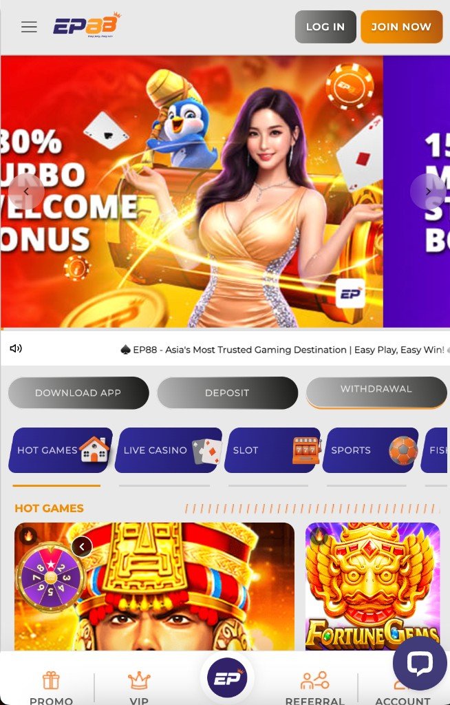 EP88 home — hot games and promotions